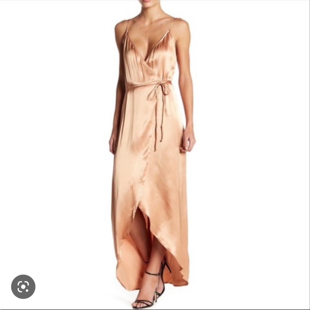 WAYF Gold/rose gold Tegan Wrap Cami Dress